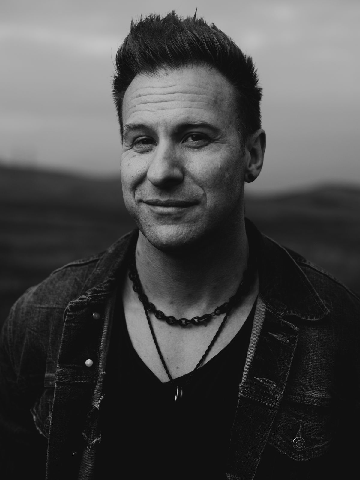 Black and white portrait of a musician